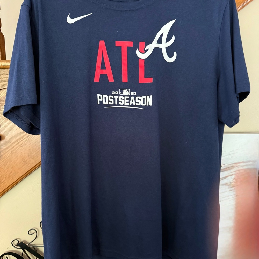 Nike Navy Blue ATL Braves Postseason Tee 2021